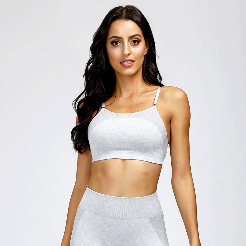 

Seamless Fitness Bra Women Shockproof Sports Underwear Knitted Backless Sleeveless Gathered Quick Dry Yoga Wear Sportswear 2021, Black