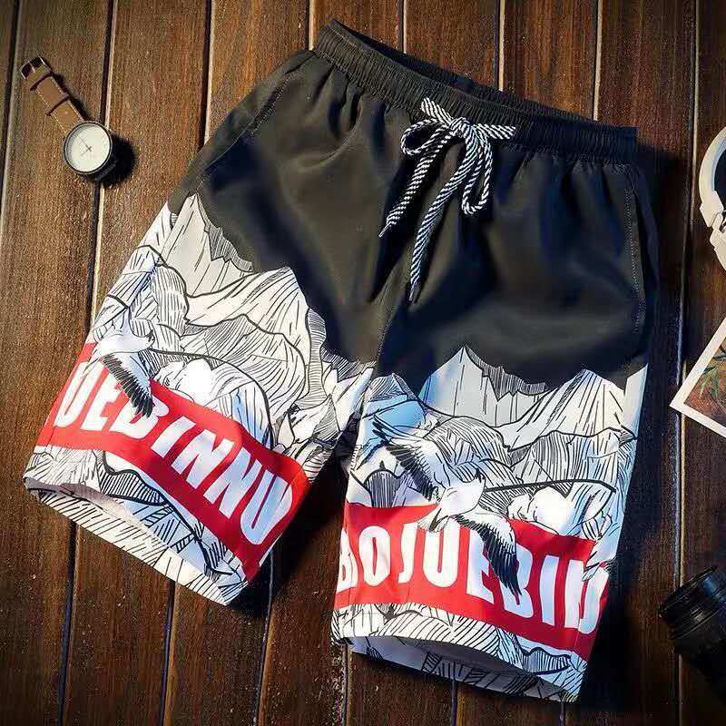 

Summer Beach Pants Men's Baggy Shorts Young Men Thin Men Five Pairs of Trousers Fast Dry Surfing Beach Pants(The Logistics Price Pls Contact Us), White;black