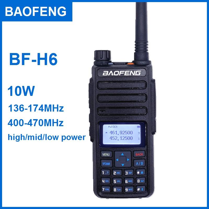 

Real 10W BAOFENG BF-H6 Walkie Talkie Ham CB Radio Transceiver VHF UHF Transceiver Radio Scanner More Powerful Than UV-5R UV-82