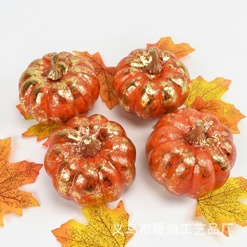 

12pcs Simulated Gold Foil Foam Pumpkins Realistic Teaching Props Scene Ornament Autumn Harvest Home Fruits Vegetables Models1, As pic
