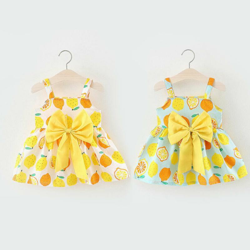 

2021 New Summer Newborn Baby Girl Bowknot Clothes Princess Dress Outfits Sunsuit Lemon Bowknot Cute Summer 0-3Y, Green