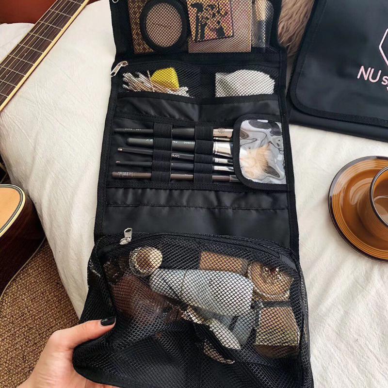 

Folding Travel Portable Wash Bag Waterproof Cosmetic Purse Storage Bag Women's Makeup Case Large Capacity Make-Up Bags Female, Black