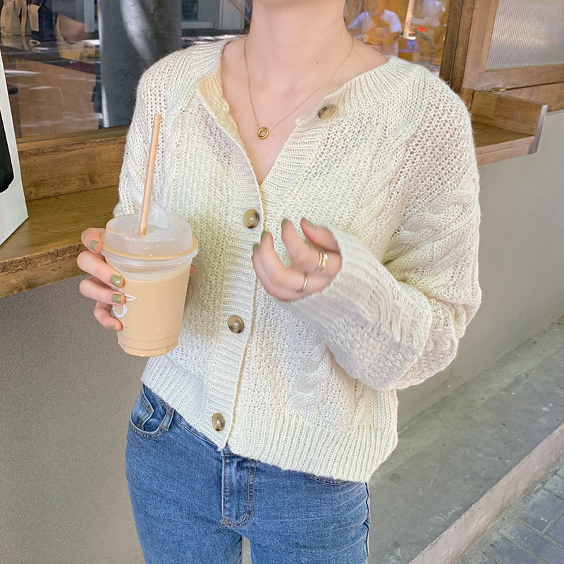 

2021 New 5 colours Autumn Korean soild color torsion mohair knittd cardigans womens sweaters (x1586 6F4S, Brown