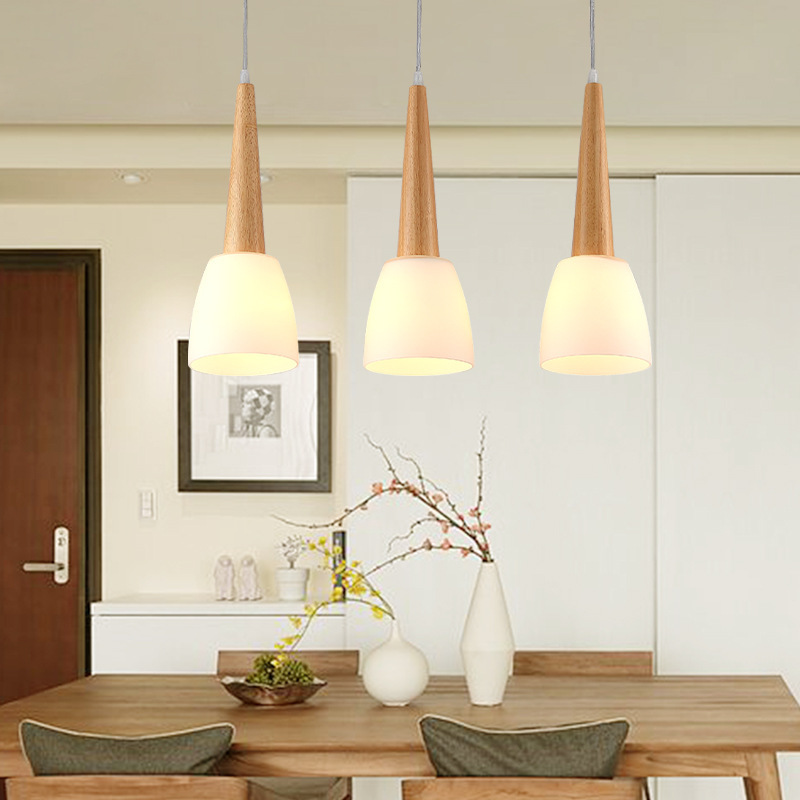 

Modern Minimalist LED Lamp Japanese Style Log 3 Heads Restaurant Lamp Single Head Bedside Bar Small Pendant Kitchen Dining L