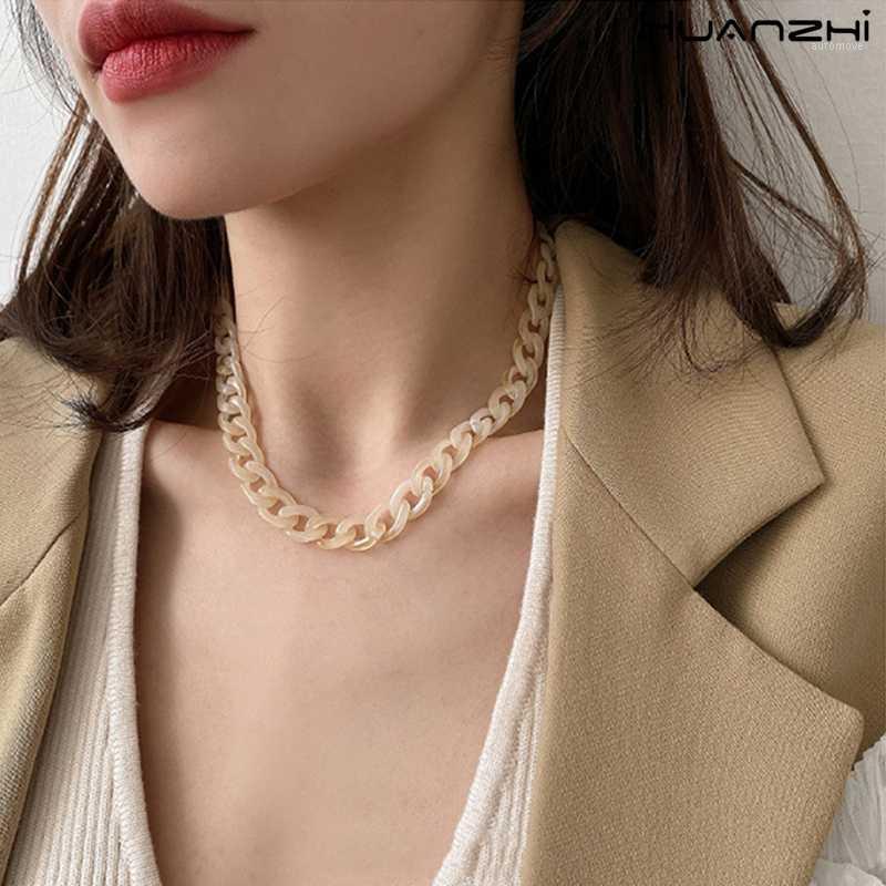 

HUANZHI 2020 New Korean Trendy Chain Transparent Acrylic Acetate Minimalist Necklace Clavicle Choker for Women Jewelry1