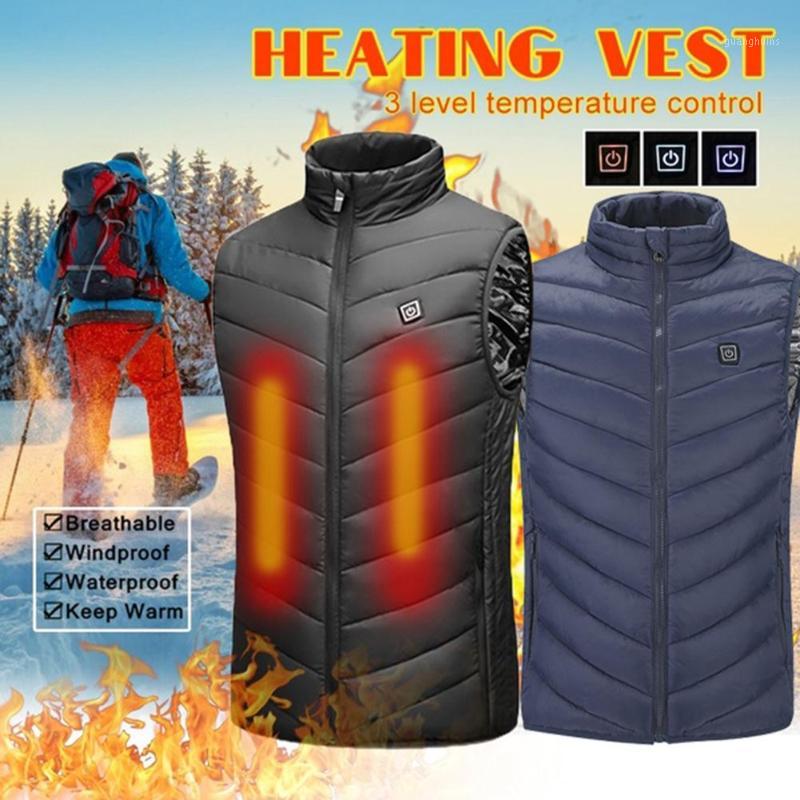 

2019 New Men Women Riding Electric Heated Vest Jacket Sleeveless Waistcoat USB Outdoor Sports Warm Heated Jacket1, Black