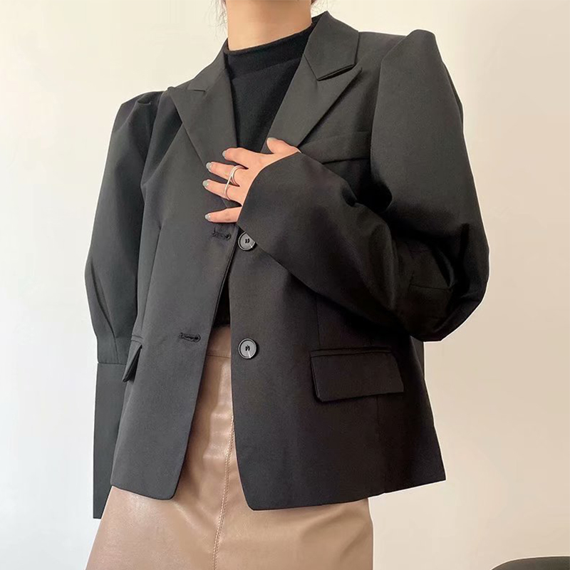 

2021 New Women Autumn Vintage Stylish Pockets Jacket Lamb Coat Fashion Turn Down Collar Long Sleeve Outerwear Chic Top Uo9m, Black