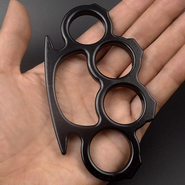 

2PCS Silver and Black Thin Steel Brass knuckle dusters,Self Defense Personal Security Women's and Men's self-defense Pendant8542