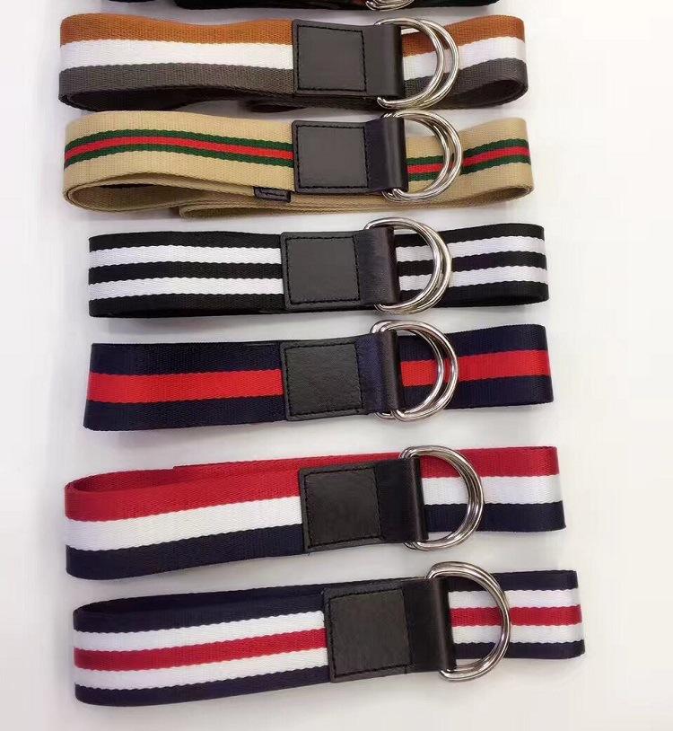 

Belts Canvas Nylon Webbing Women's Belt Fashion Double Ring Buckle Ladies Long 130cm Corset Jeans, Black