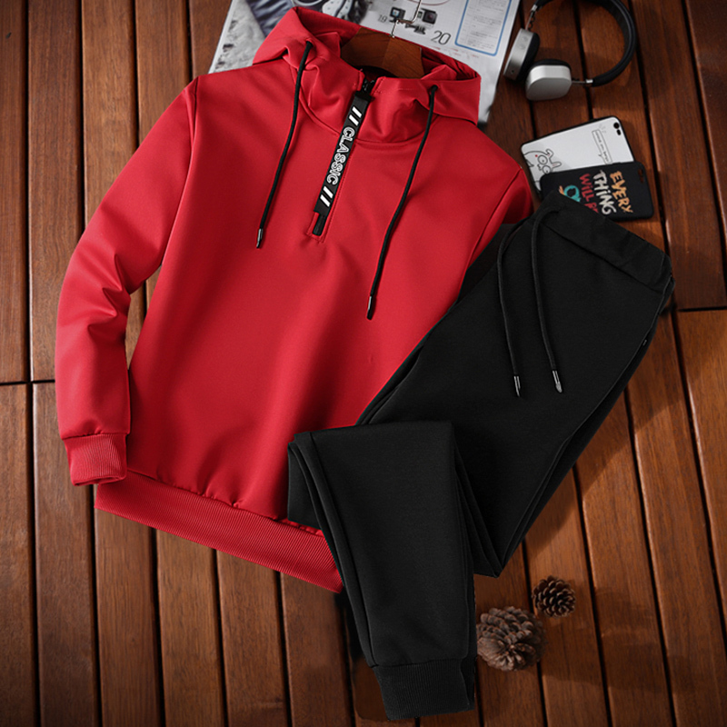 

Clothing Spring Autumn Men's Casual Two Piece Suit Hooded+Pants SetsMen Sportwear Sets Tracksuit Youth Male Outwear Hoodie BOAY, White