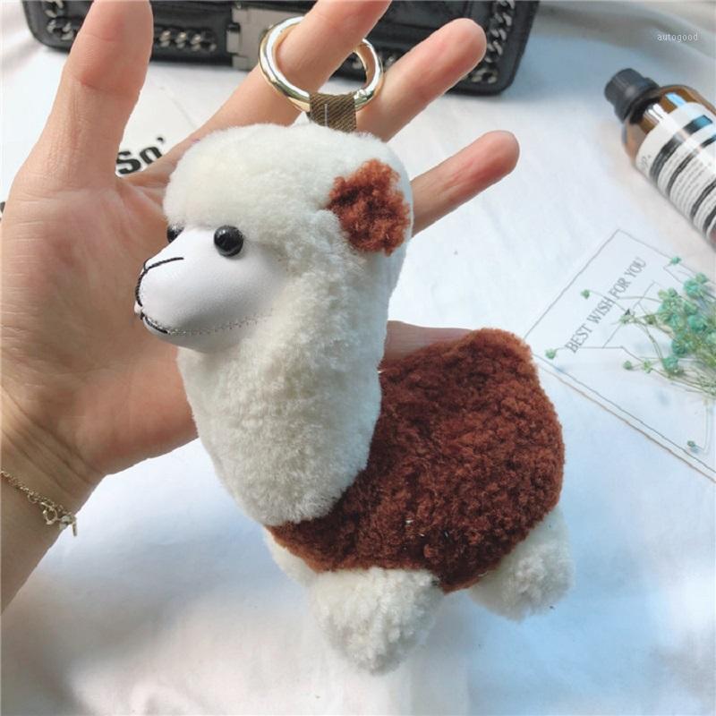 

Keychains Cute Mini Lama Doll Smiling Alpaca Soft Cotton Animal Plush Stuff Toys Keychain Kid Girls Gift Car Key Ring1