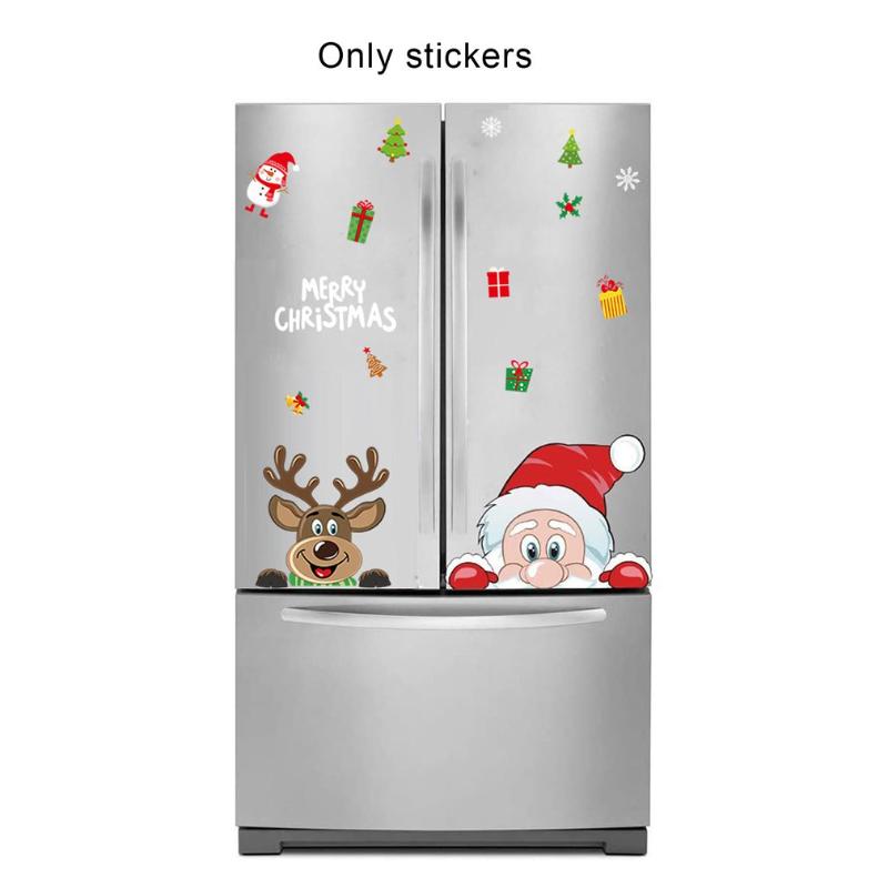 

Santa Claus Elk Gift Window Sticker Static Window Glass Sticker Decorations Wall