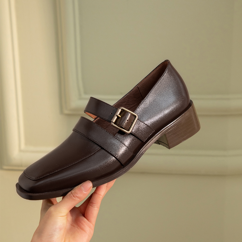 

2021 Hot Bombs 22-25cm Natural Toe Foot Women's Classic Buckle Vintage Shoes KKA7, Black