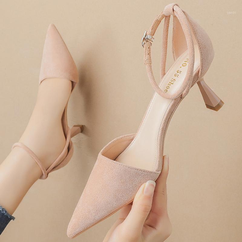 

2020 Summer Size 34-40 Women 6.5cm High Heels Low Heels Khaki Stripper Flock Sandals Girls Sexy Party Valentine Shoes1, Black