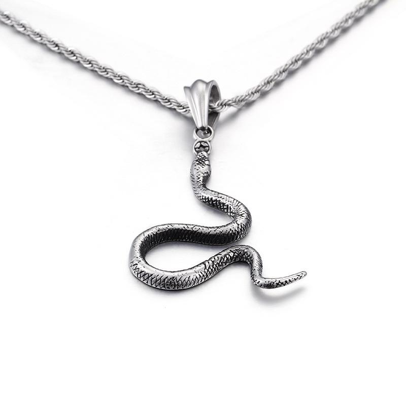 

Hemiston Titanium Steel Snake Pendant Stainless Steel Snake Necklace for Men
