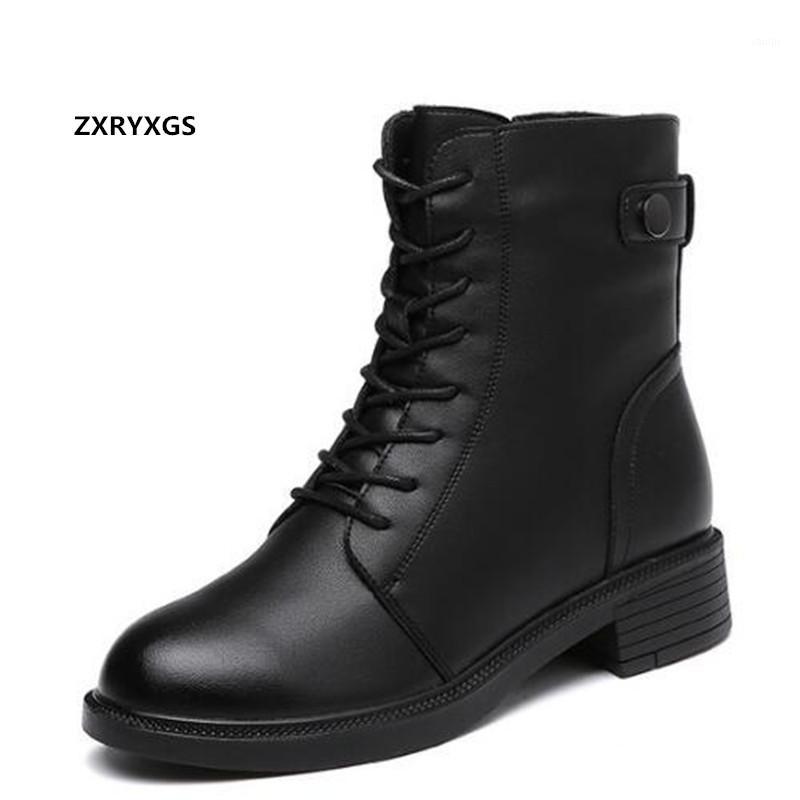 

New Top Cowhide Leather Shoes Black Boots Women Winter Boots Inisde Plush / Wool Warm Temperament Tide Snow1, Black inisde plush