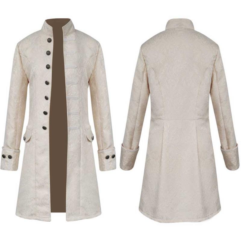 

Winter Male Blazer Long Jacket Men Winter Warm Vintage Tailcoat Jacket Overcoat Outwear Buttons Coat Parka Men Plus Size, Black