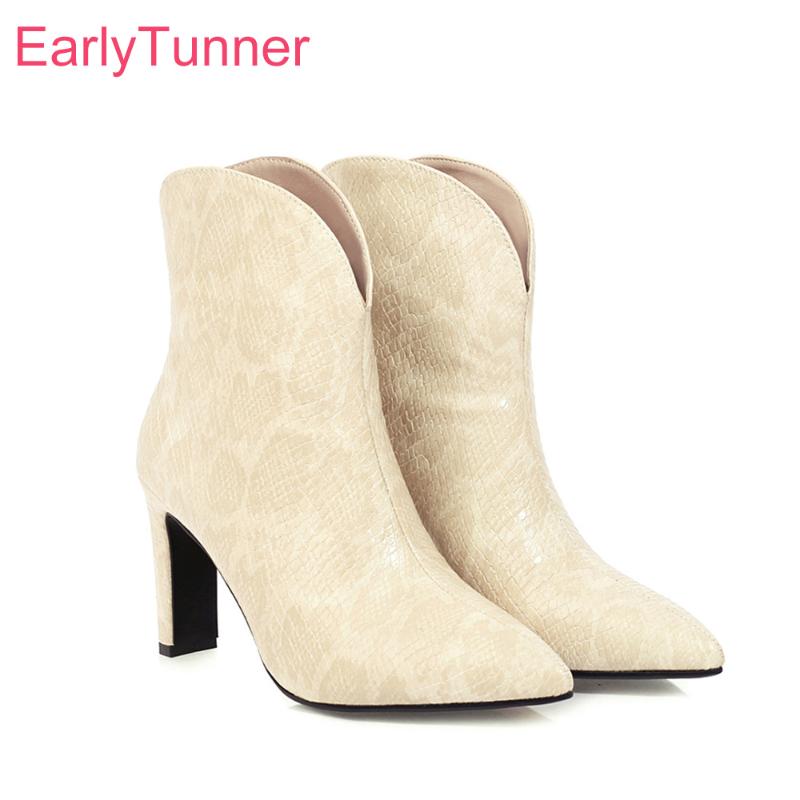 

Hot 2021 Winter Brand New Sexy Beige Brown Women Ankle Boots Pointed Toe High Heels Lady Dress Shoes Plus Big Size 11 43 46 48