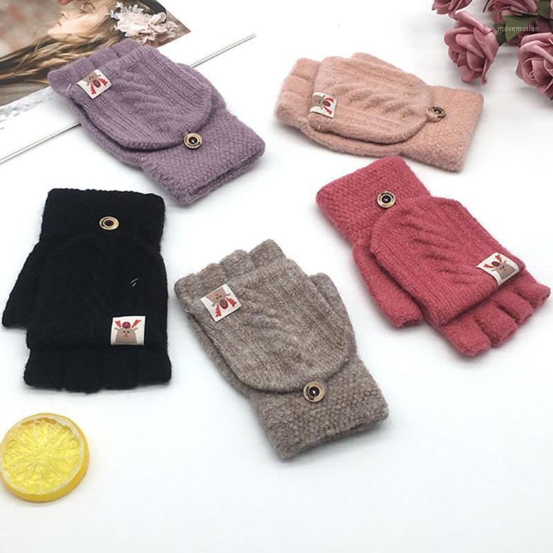 

Winter Fawn knitted flip half-finger dual-use gloves, warmth outdoor use, easy to Q7G11