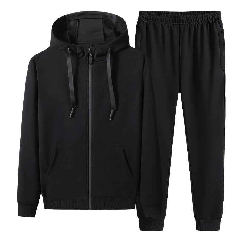 

New Mens Sportswear Sets Spring Autumn Tracksuit Two Pieces Cotton Set Hooded Coat + Pants Male Casual Clothing Asian Size -3XL, Gray
