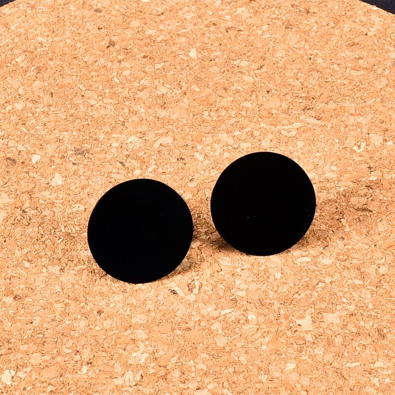 

2020 New Trend Black Round Coin Stud Earrings for Women Stainless Steel Small Piece Earrings With Charms Jewelry Christmas Gift