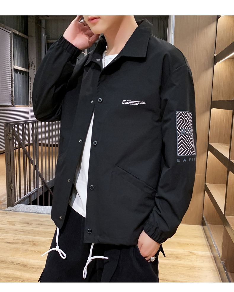 

Black Han Edition Tide Male Coat Loose Long-Sleeved Clothes Fashion Joker Leisure Jacket