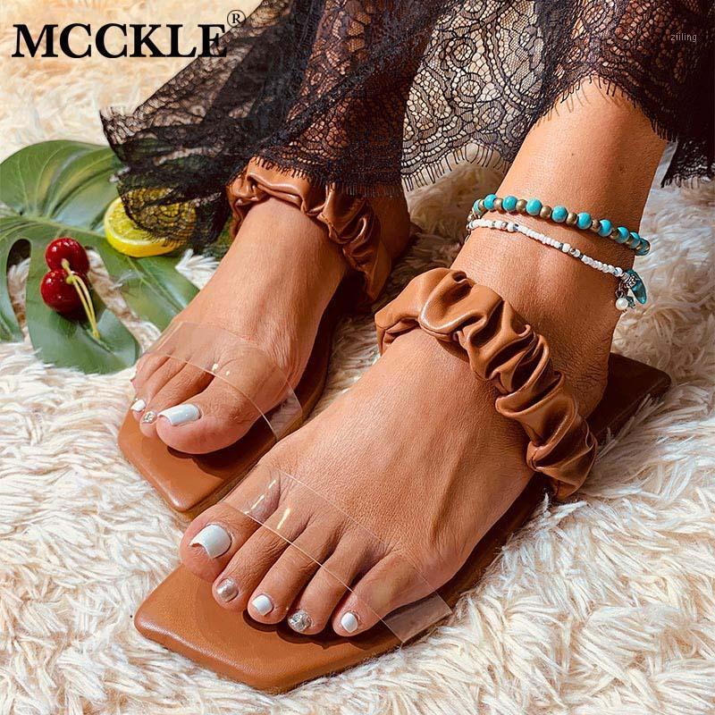 

MCCKLE Summer Women Slippers Outdoor 2021 Ladies Fashion Flip Flops Female Flats Slides Beach Shoes Woman Square Toe New Sandals1, Beige