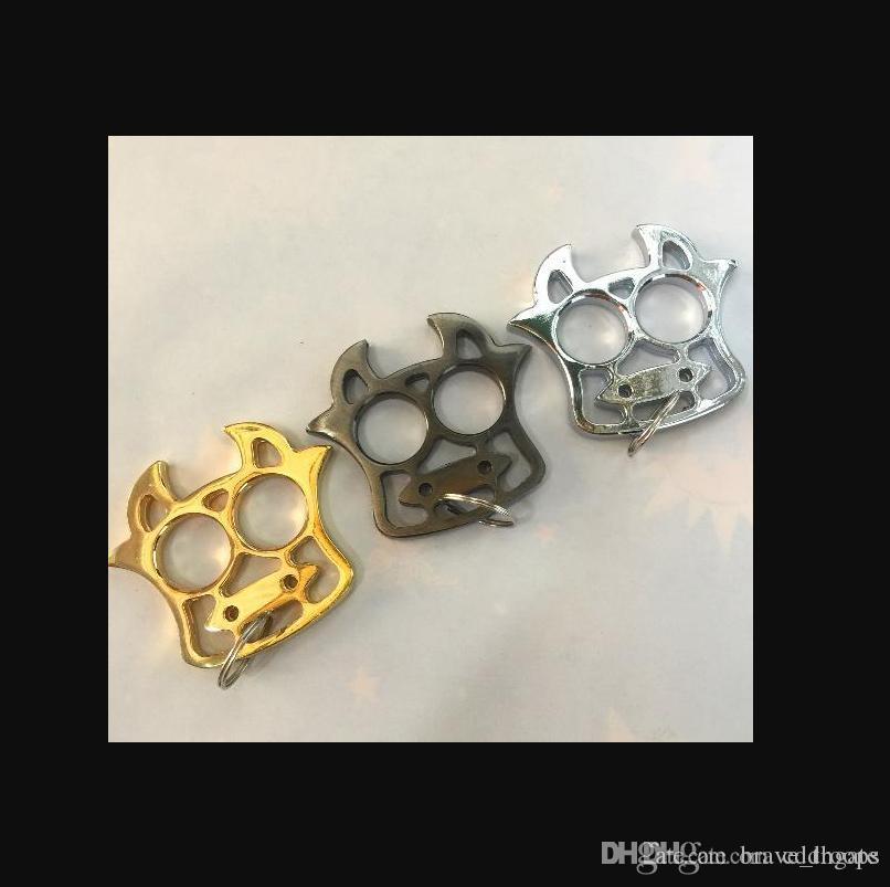 

OUTDOOR cow Protective Gear safety equipment cow key chain finger tiger GILDED THICK STEEL BRASS KNUCKLE DUSTER Protective Gear self-defense