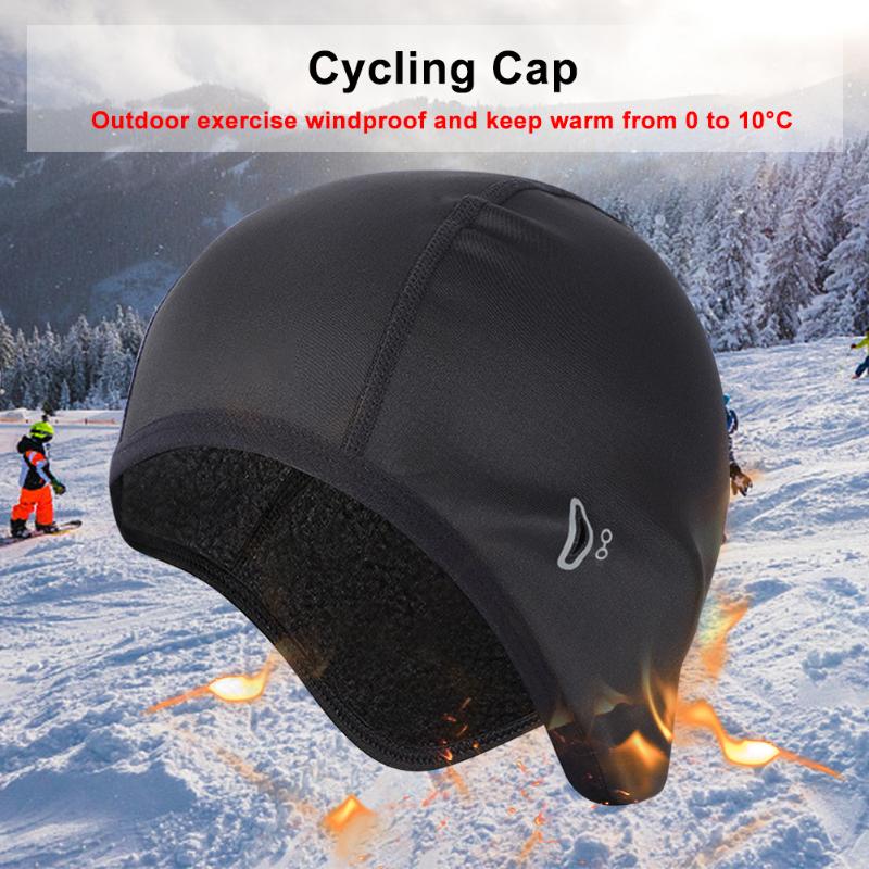 

Daily Climbing Skating Soft Running Under Helmet Outdoor Sports Ergonomic Winter Thermal Head Protection Cycling Cap Fashion, Black