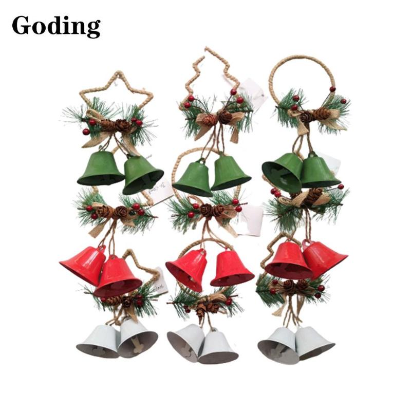 

Christmas Tree Creative Red Green And White Bell Pendant/Metal Horn Bells Crafts/Painted Ornament Accessories/XMAS Decoration