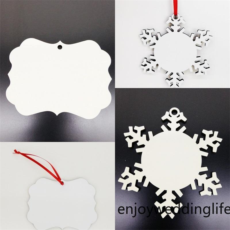 

Christmas Tree Gift Pendant Sublimation Blanks Ornament 2021 Wooden Coating Decoration Snowflakes Circular Star Pendants DIY