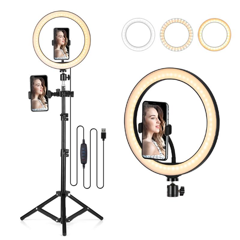 

10.2" LED Ring Light Dimmable Desk Camera Lamp 3 Light Modes 10 Adjustable Brightness for tik tok Selfie Makeup Video Vlog