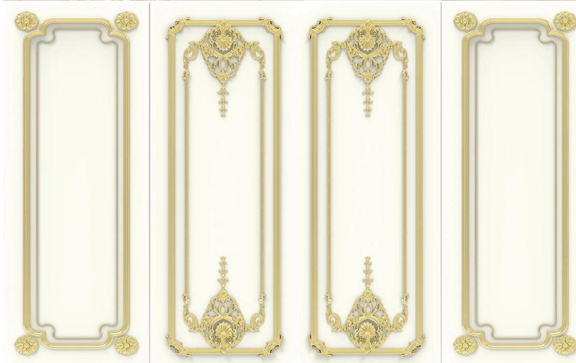 

3d stereoscopic wallpaper 3d three-dimensional golden relief carved flower wallpapers simple European TV background wall, Same as photo