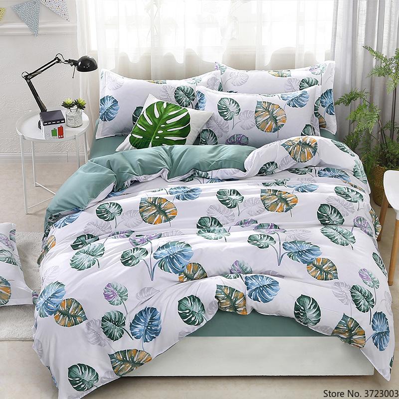 

Simple Bed Linens Green Banana Leaf Comforter Bedding Sets Duvet Cover Set Bedcover Bedspread, Style 17
