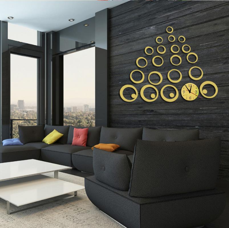 

New 3d Diy Wall Clock Acrylic Mirror Clocks Reloj De Pared Horloge Vintage Quartz Living Room Modern Watch