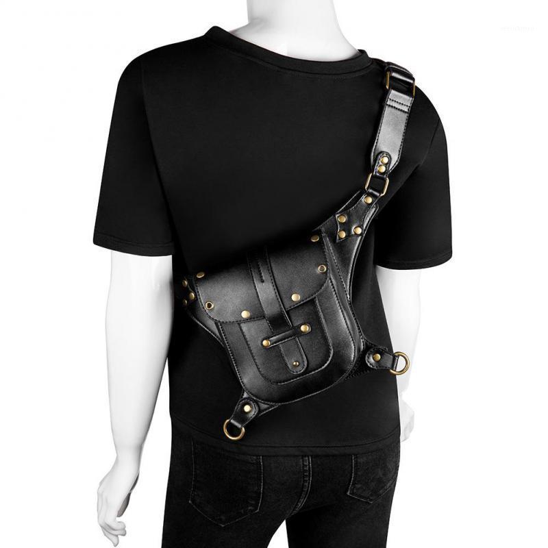 

YourSeason Unisex Moto Biker Waist Pack Chest Bag 2021 Fashion PU Leather Female And Male Outdoor Shoulder Crossbody Bags1, Black