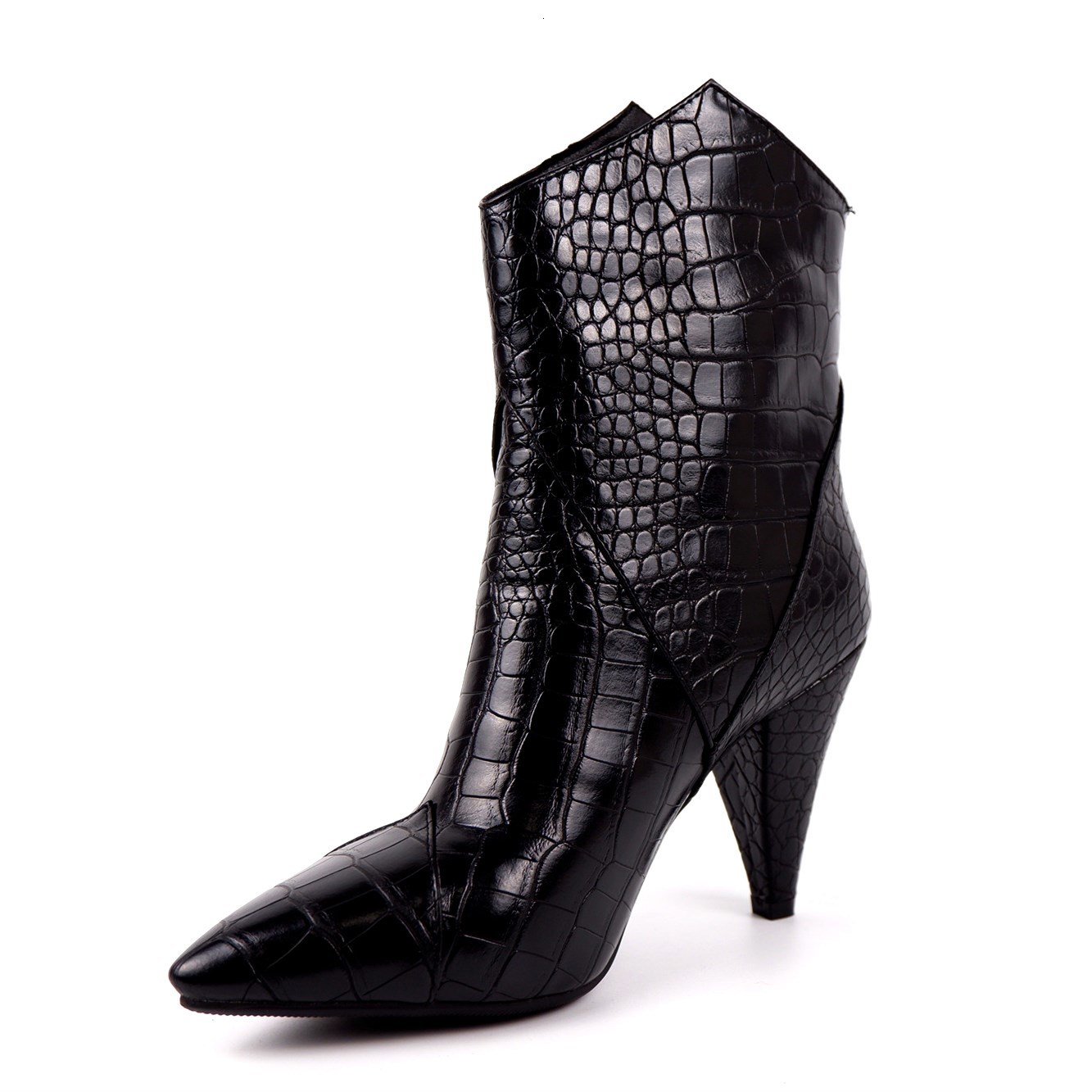 

2021 New Faux Leather Ankle Woman Fashion Sexy High Heel Women Black Brown Yellow Short Boots 50vh