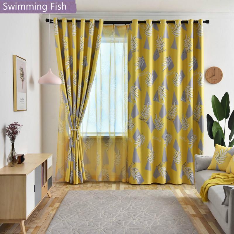 

Plant Flower Printing Curtain Thickening Blackout Curtain For Children Bedroom Living Room Window Drape Hotel Tulle 2020, Grey tulle
