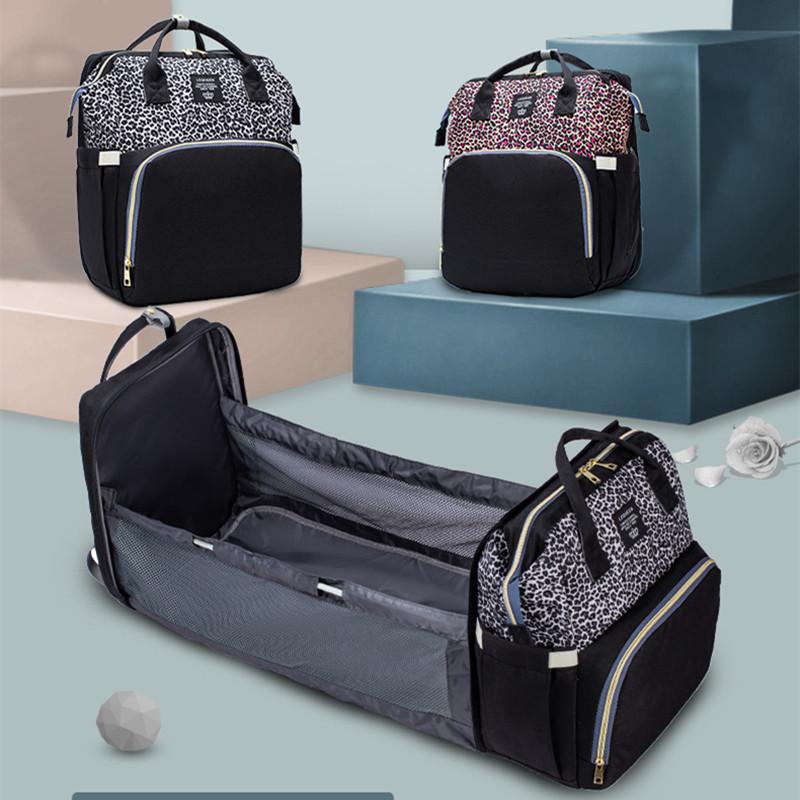 

LEQUEEN Infant Multi-function Foldable Crib Travel Organizer Diaper Bag with Bed Mummy Baby Care Backpack Baby Organizer, Hui