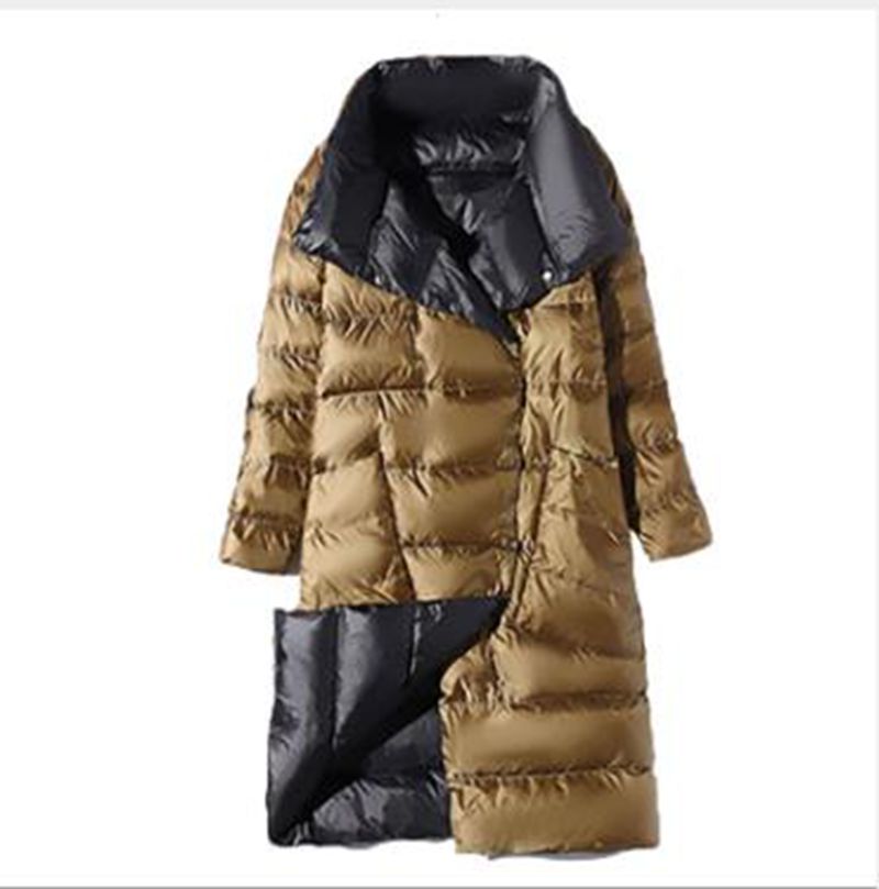 

Wholesale women's winter new double-sided wear mid-length stand-up collar is thin and thin down jacket, Royal blue
