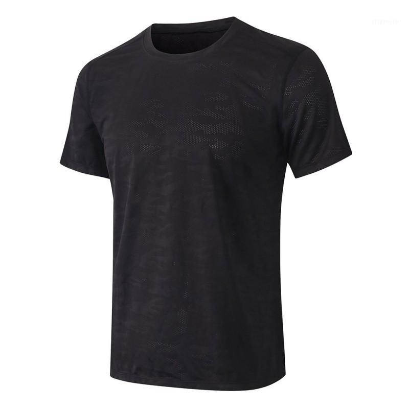 

Camouflage Perspiration Fitness Clothing Men' Sports Short-sleeved Loose Casual T-shirt Running Training High-elastic Clothes1, Black