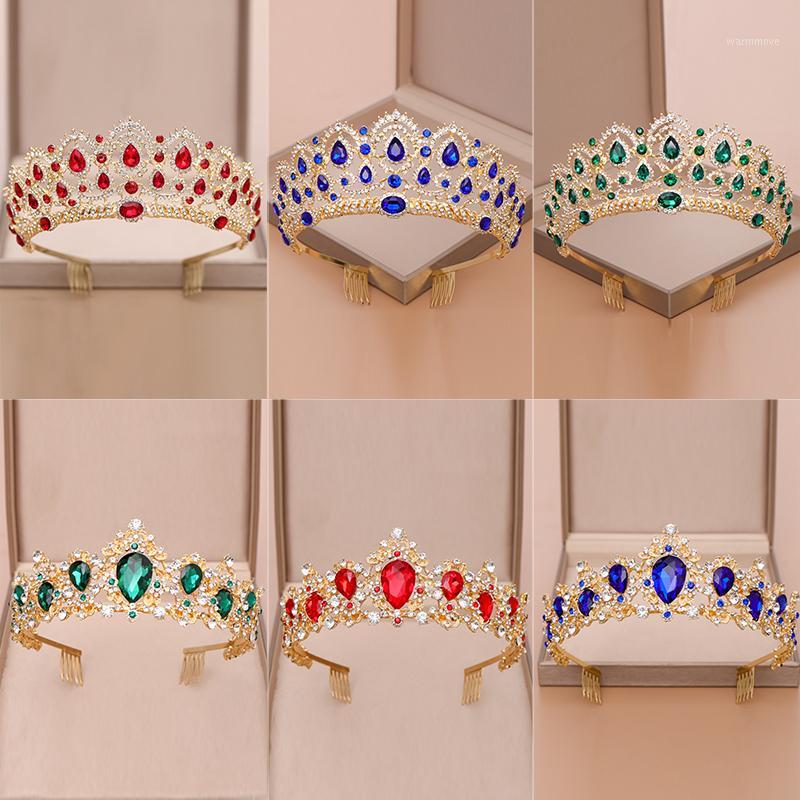 

Baroque Gold Silver Tiaras And Crowns Many Color Crystal Hair Combs Crown Wedding Hair Accessories Rhinestone Bridal Jewelry1