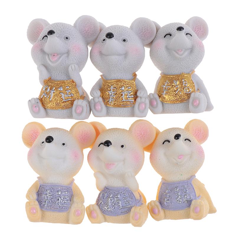

2020 New Year Mascot Mouse Model Ornaments Cartoon Animals Kids Christmas Gift Micro Landscape Decor Figure Toys