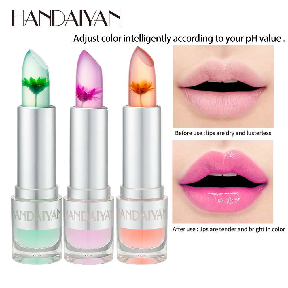 Handaiyan Moisturizer Lip Balm Lips Stick Transparent Jelly Flower 8 Different Color Nutritious Makeup Hydrating Lipstick Tube-image-631450746