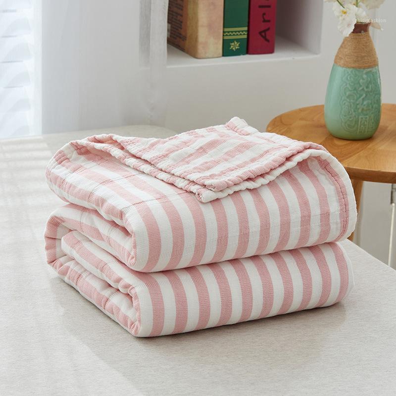 

Cotton straight stripe washed gauze towel quilt blanket throw for summer1