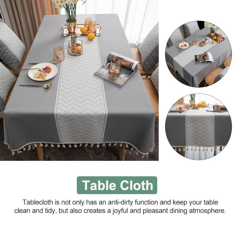 

Embroidery Tassel Table Cloth Dust Proof Protective Flax Home Decor Banquet Rectangle Anti Dirty Party Wrinkle Free For Kitchen, Green