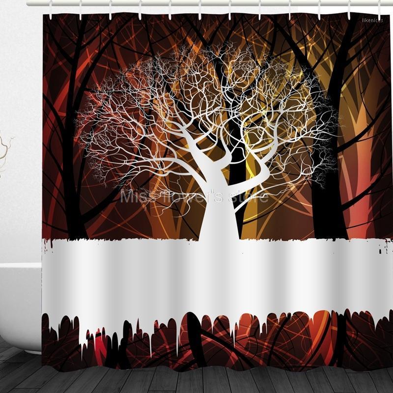 

Multi-Size Abstract Shadow Big Tree Pattern Design Custom Shower Curtains Bathroom Waterproof Mildew Polyester Fabric +12 Hook1