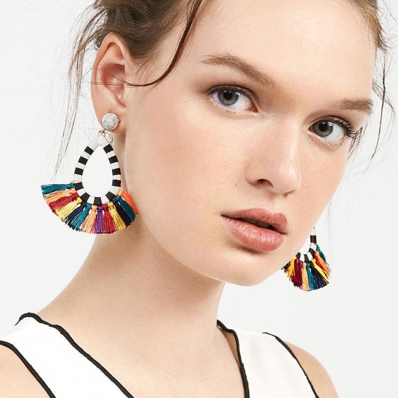 

Stud Winter Color Tassel Earrings Fashion Women Statement For Fringing Jewelry