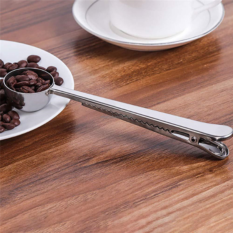 

Multifunction spoon Food bag sealing clip Stainless steel measuring spoons powdered milk spoon Home Kitchen dining tools will and sandy new