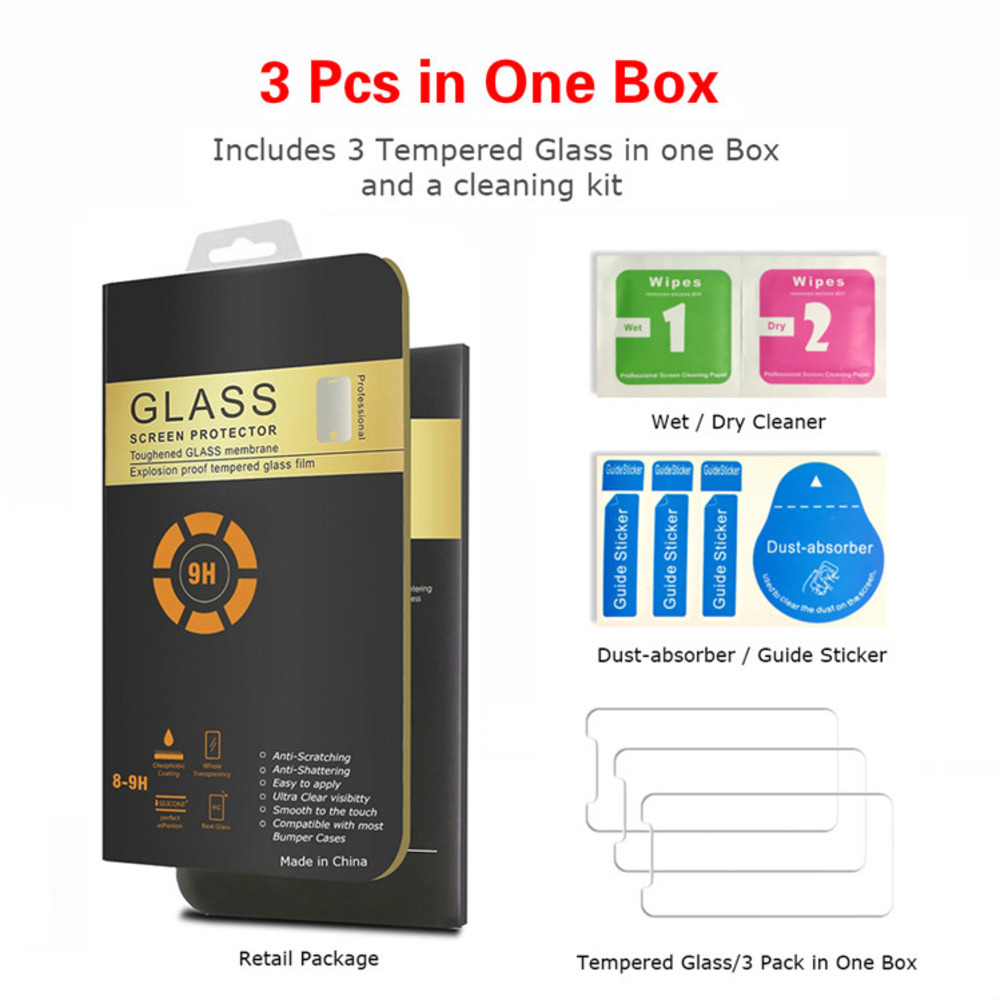 

3 Packs pcs For Iphone 12 mini 11 PRO XR XS MAX 5.8 6.1 6.5inch Tempered Glass Screen Protector 0.26mm 2.5D Round Edge For iphone X 7 8 plus
